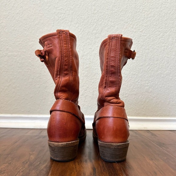 VINTAGE SHOE CO Eliza Slouch Engineer Harness Boot Reddish Brown USA MADE - Picture 8 of 14